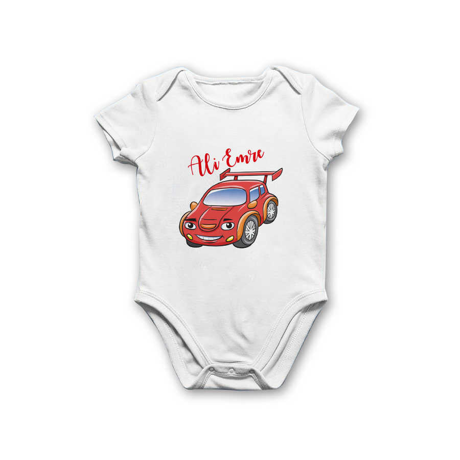 Baby Boy's Car Print White Bodysuit