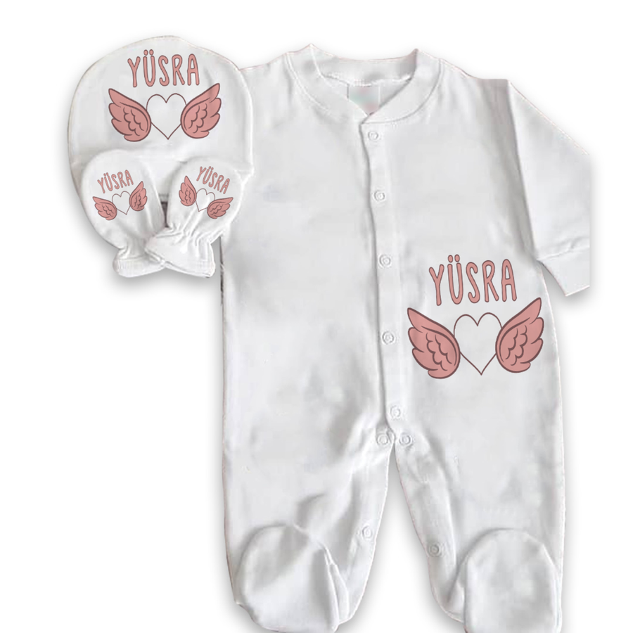 Baby Girl's Personalized White Romper Set