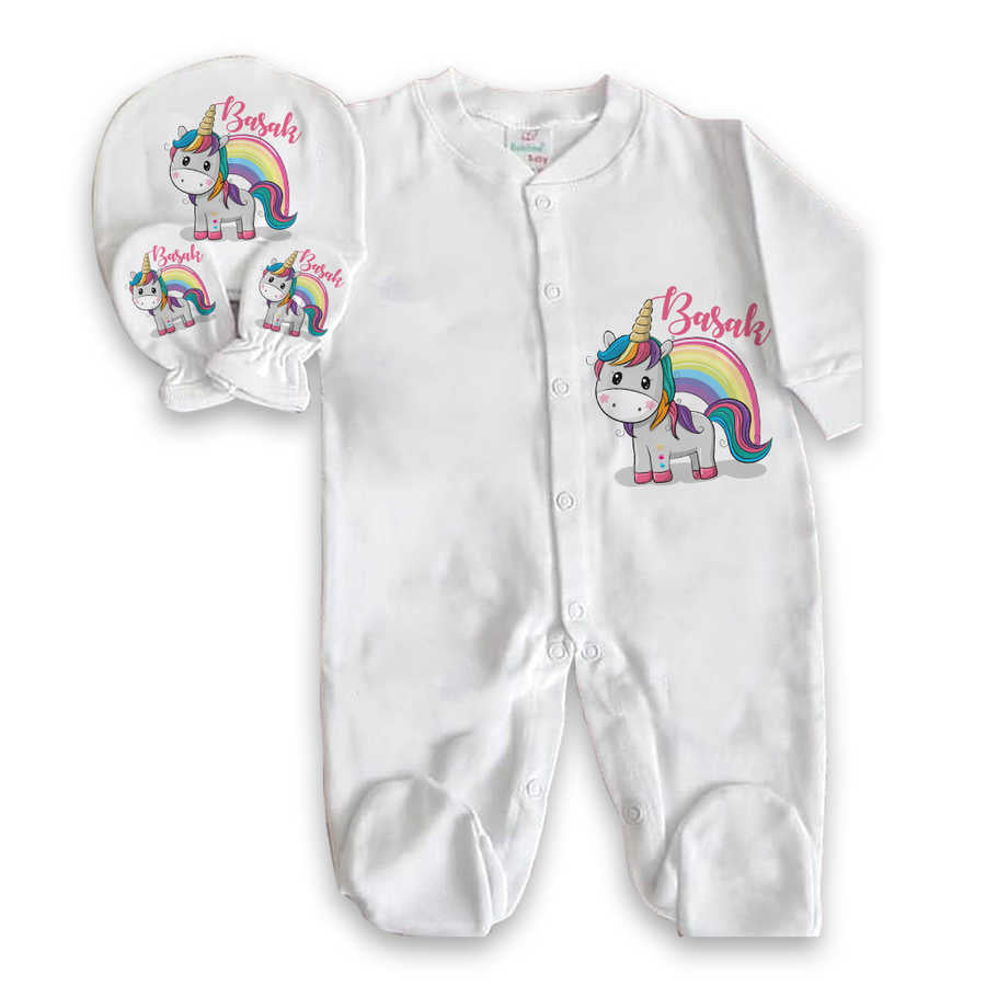 Baby Girl's Personalized White Romper Set