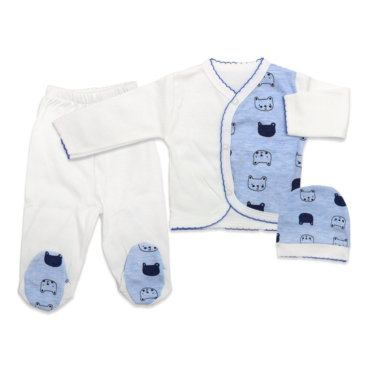 New Born Baby's 3 Pieces Snap Crotch Bodysuit Set