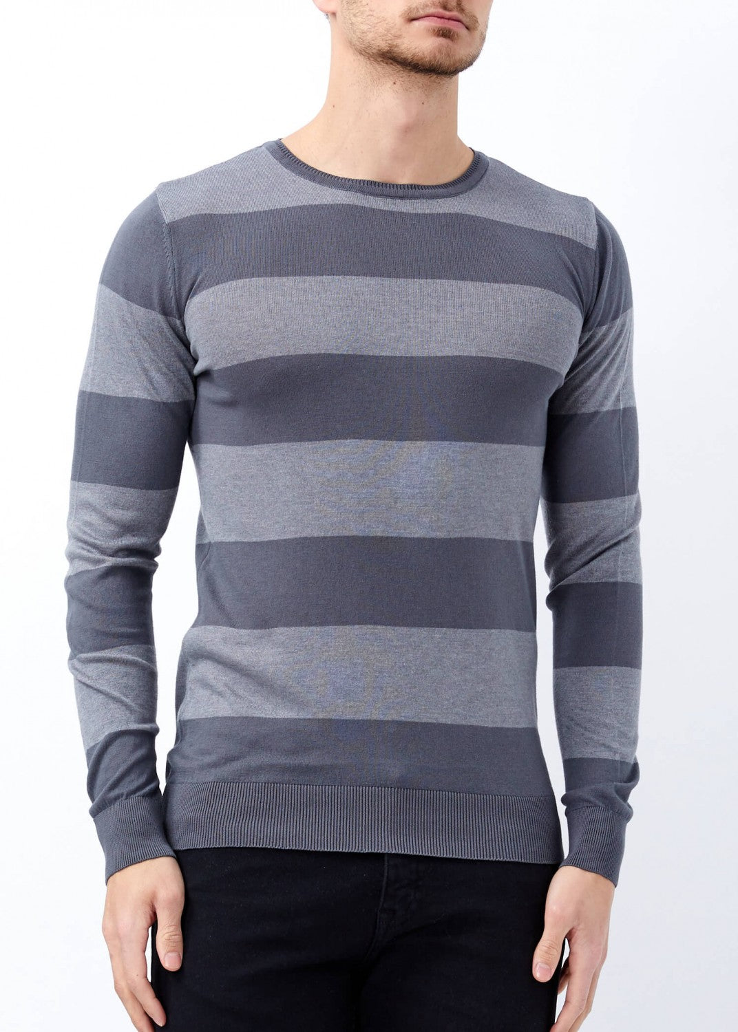 Men's Dark Grey Slim Fit Light Sweater