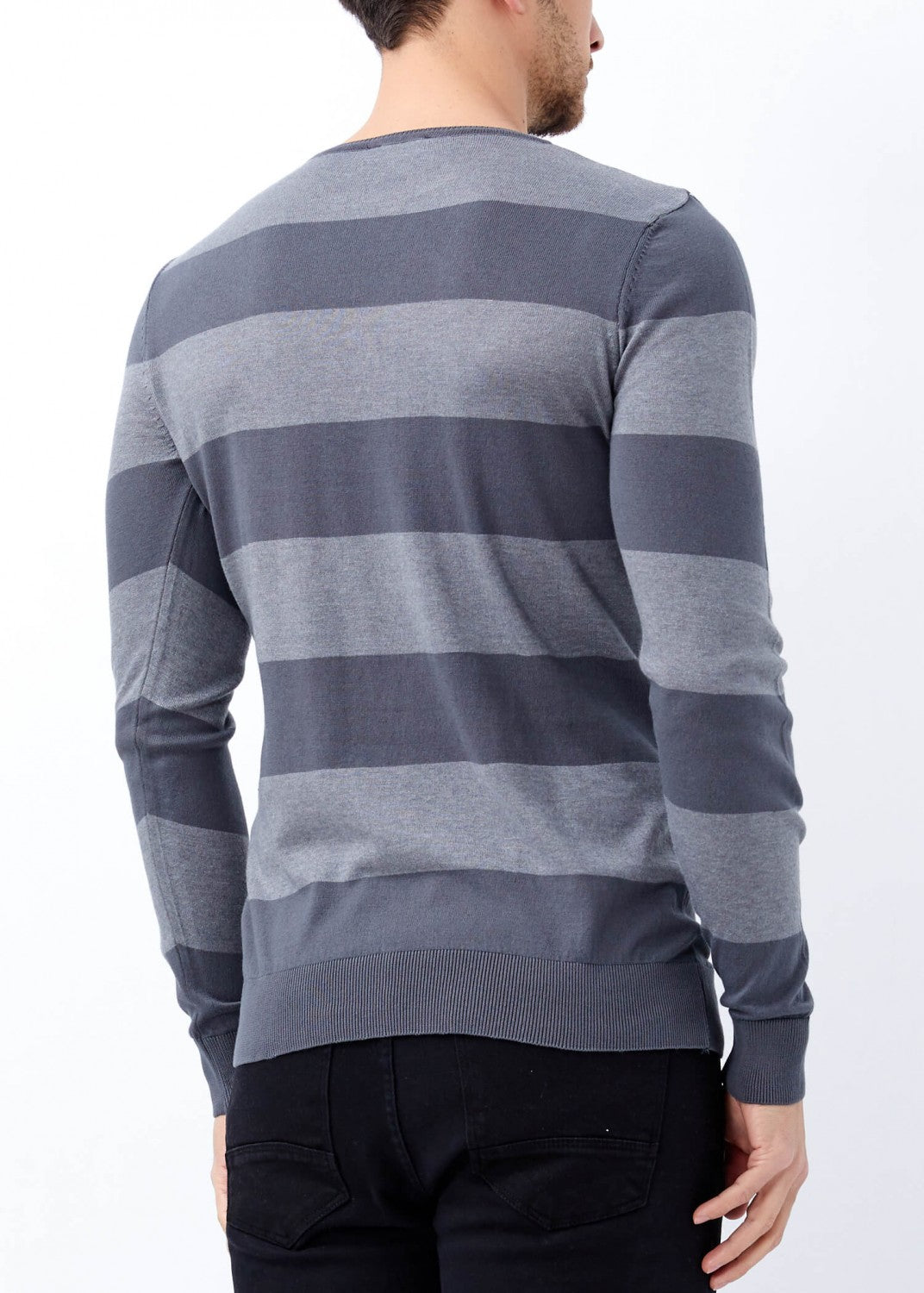 Men's Dark Grey Slim Fit Light Sweater