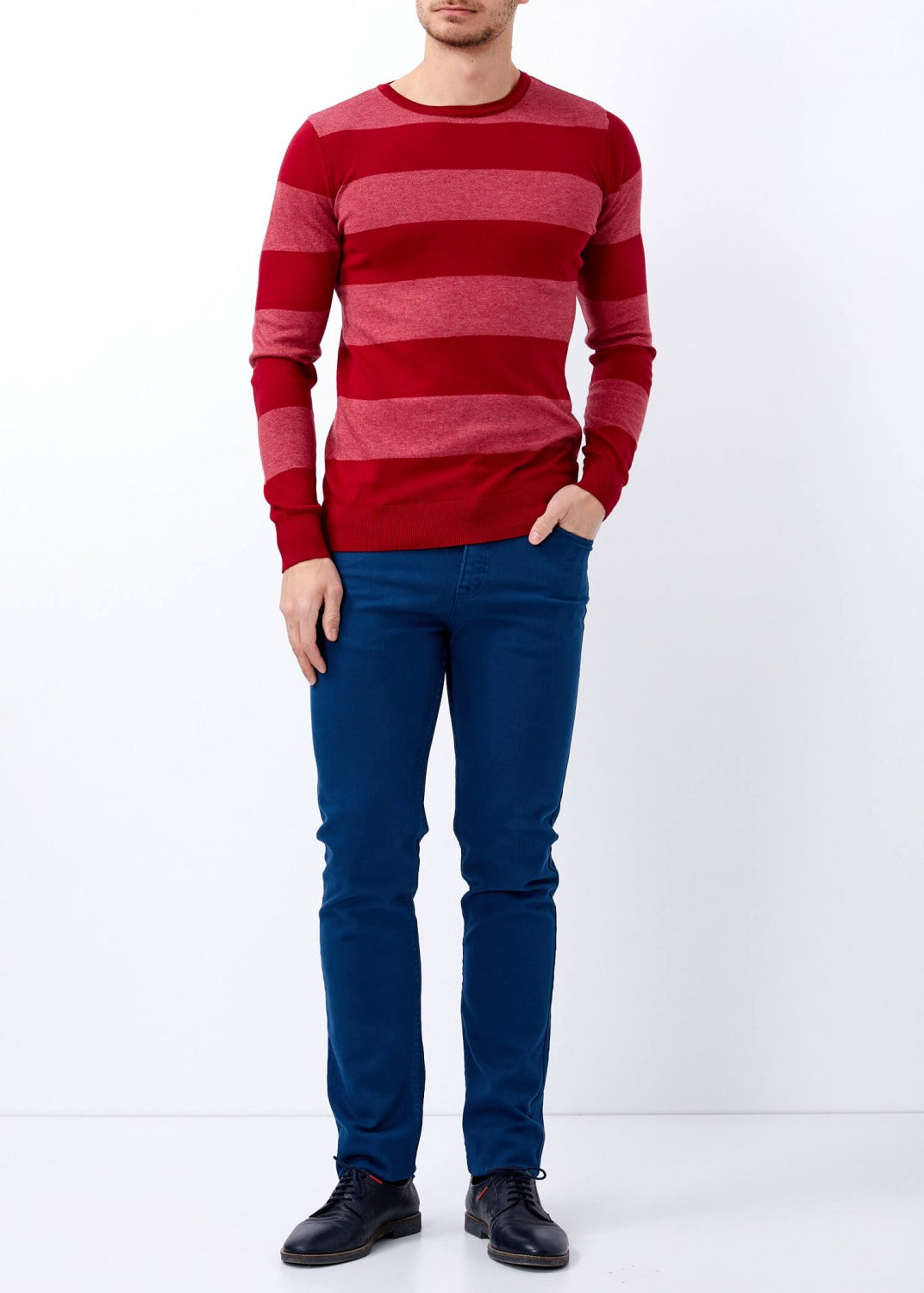 Men's Claret Red Slim Fit Sweater