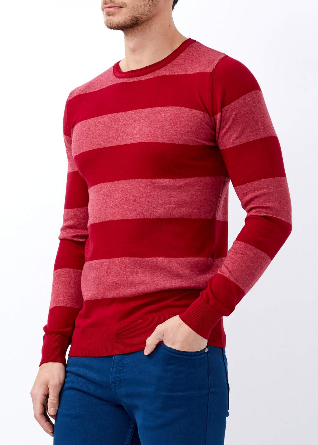 Men's Claret Red Slim Fit Sweater