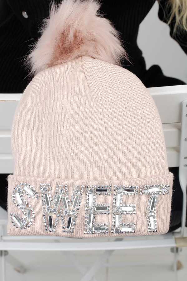 Women's New Season Shiny Gemmed Bobble Beanie