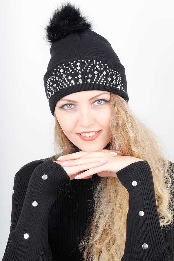 Women's New Season Shiny Gemmed Bobble Beanie