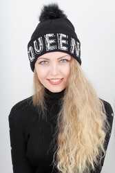 Women's New Season Shiny Gemmed Bobble Beanie