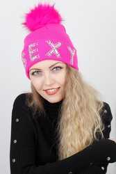 Women's New Season Shiny Gemmed Bobble Beanie