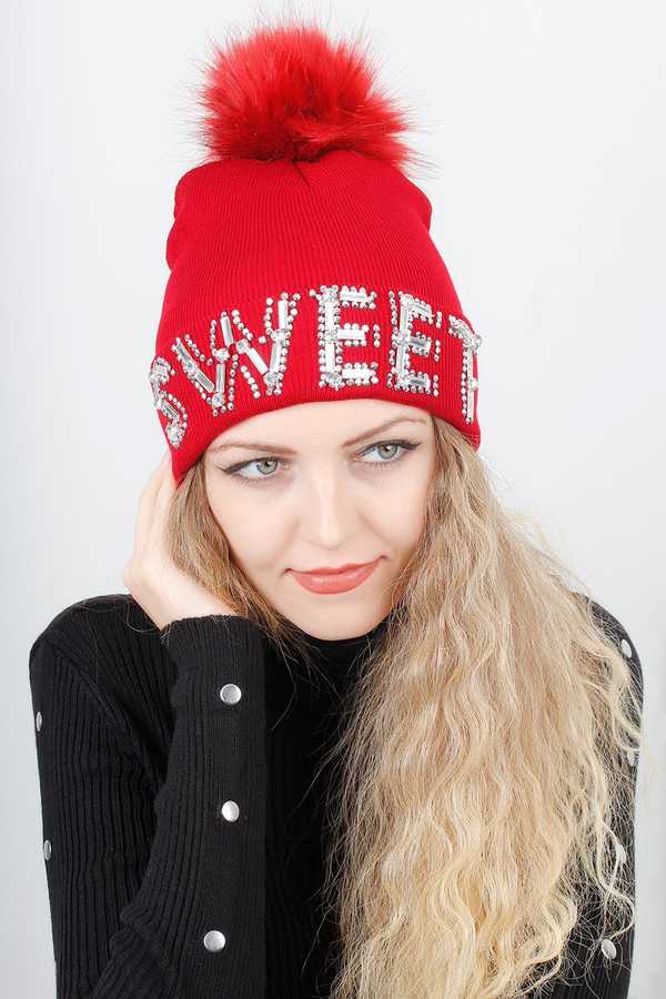 Women's New Season Shiny Gemmed Bobble Beanie