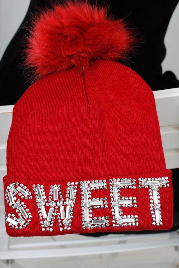 Women's New Season Shiny Gemmed Bobble Beanie