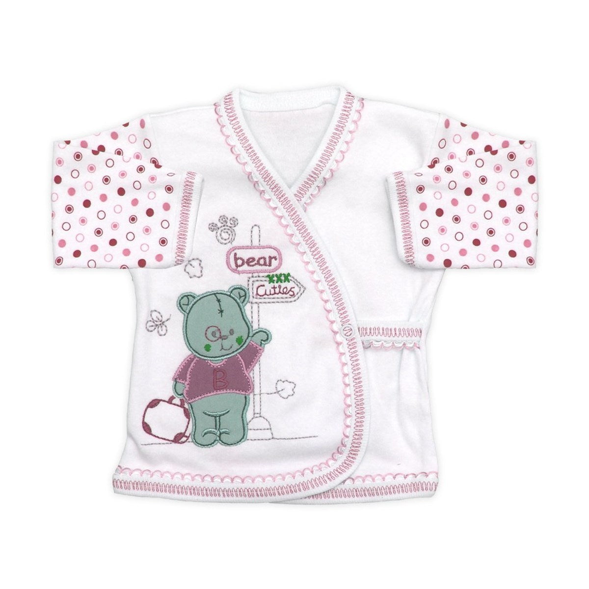New Born Baby's Polka-Dot Printed 5 Pieces Outfit Set