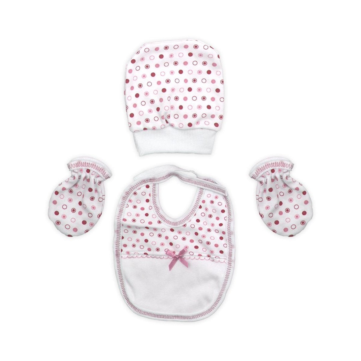 New Born Baby's Polka-Dot Printed 5 Pieces Outfit Set