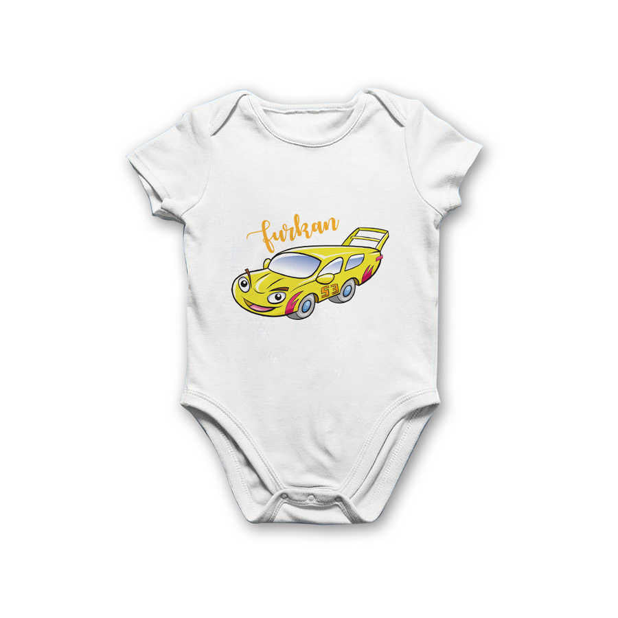 Baby Boy's Printed White Bodysuit