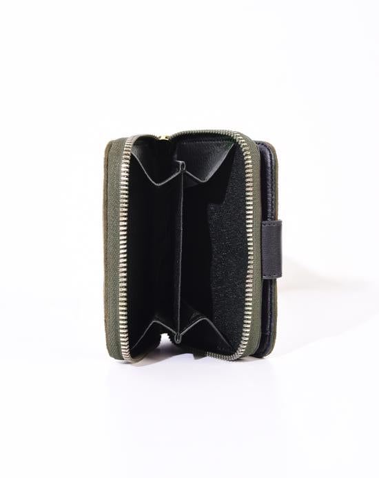 Women's Zipped Suede Khaki Wallet