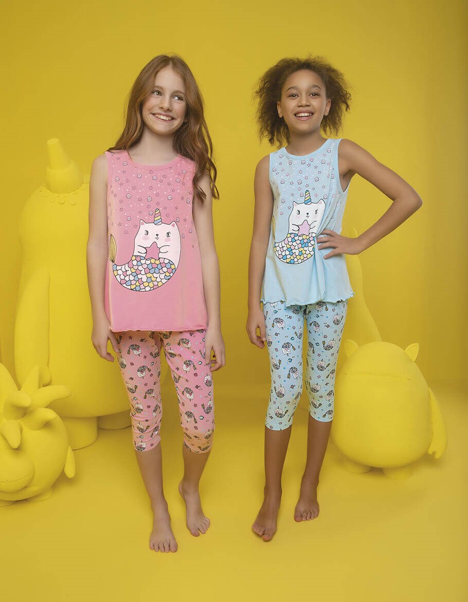 Girl's Unicorn Print Capri Pajama Set