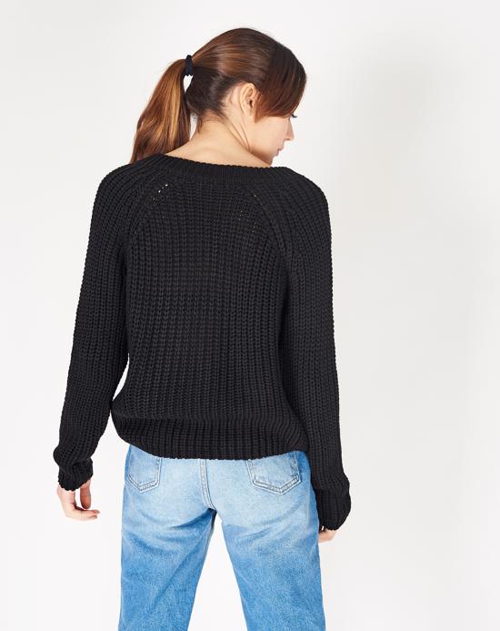 Women's Lace-up V Neck Sweater